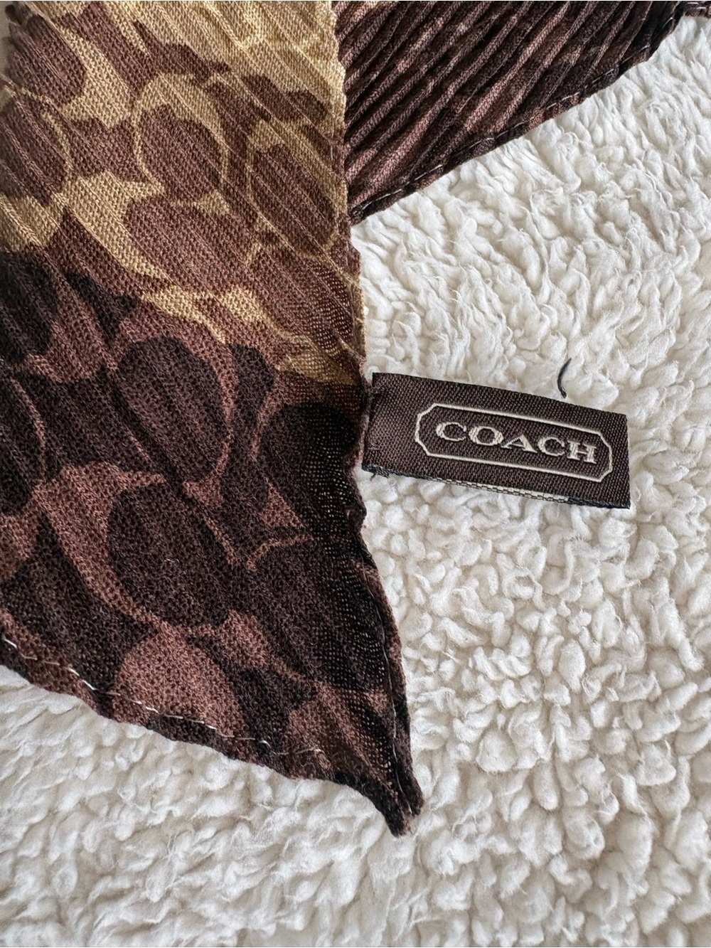 Coach Brown Signature-Print Home Accent Scarf with Tan Highlights